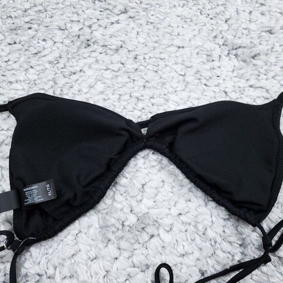 Hurley Ribbed Black 2 Piece Swimsuit Bikini Set Size XL Rib Triangle New - Picture 7 of 8